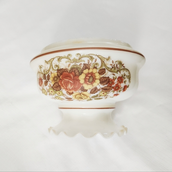 Floral Milk Glass Lamp Shade VTG Hurricane Gone with the Wind Parlor Replacement - Picture 9 of 16